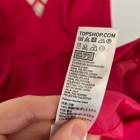 TOPSHOP Front Cross Minidress Magenta Pink Strappy Party Mini Fit & Flare Dress - Picture 7 of 14